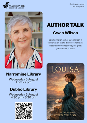 Author Talk at Narromine Library - Gwen Wilson 'Louisa'